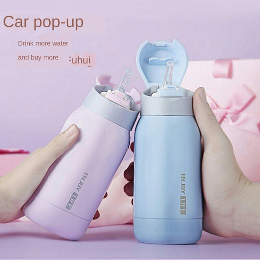 Thermos Mug with Straws for Adults, Men, Women, Children, Children Like Students, Korean Version, Small Capacity Car Water Cup