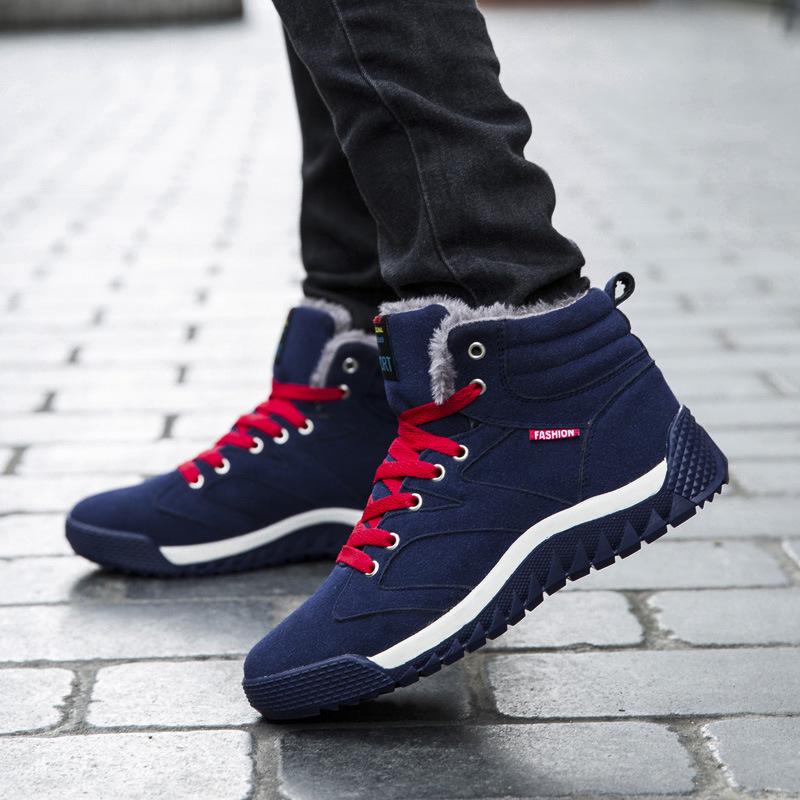 Winter Casual High-top Snow Boots Fur Lined Lace Up Ankle Sneakers for Men Lt