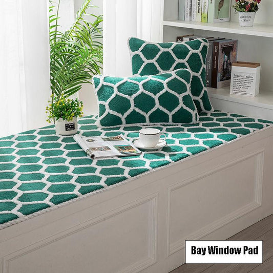 Printed Bay Window Cushion Non-Slip Crystal Velvet Window Sill Pad Bay Window Pad Tatami Mats Sofa Cushion Used for Indoor Outdoor