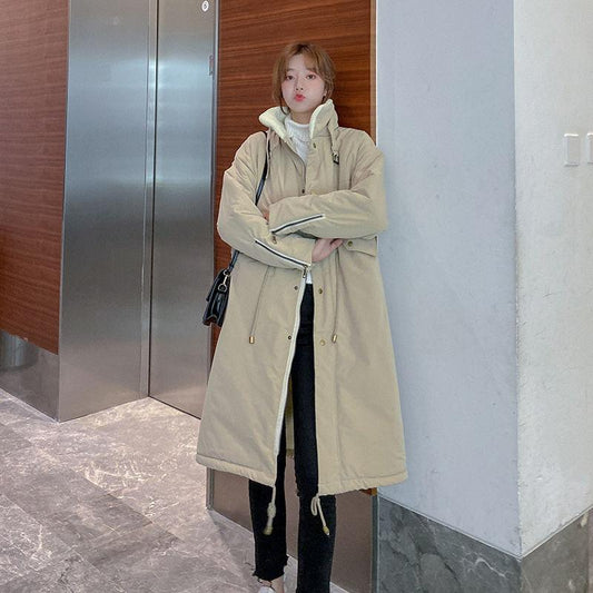 Winter Cotton Parka Jacket Ladies Loose Lamb Wool Cotton Jack Tooling Mid-length Thick Jacket Winter Warm Loose Casual Cotton Jacket