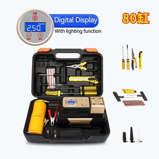 Digital Display Car Air Pump Set Portable Tire Pressure Monitor Multi-function Air Pump Cigarette Lighter Head
