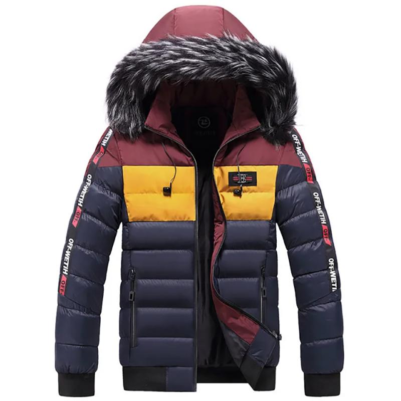 Men's Padded Jacket Men's Thicked Warm Padded Jacket with Detachable Hood Youth Bread Clothes Stand-up Collar Fashion Jacket Men