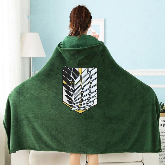 Attack on Titan Hoodie Cape Plush Blanket Anime Throw Shingeki No Kyojin Scouting Legion Cosplay Cloak Anime Blanket