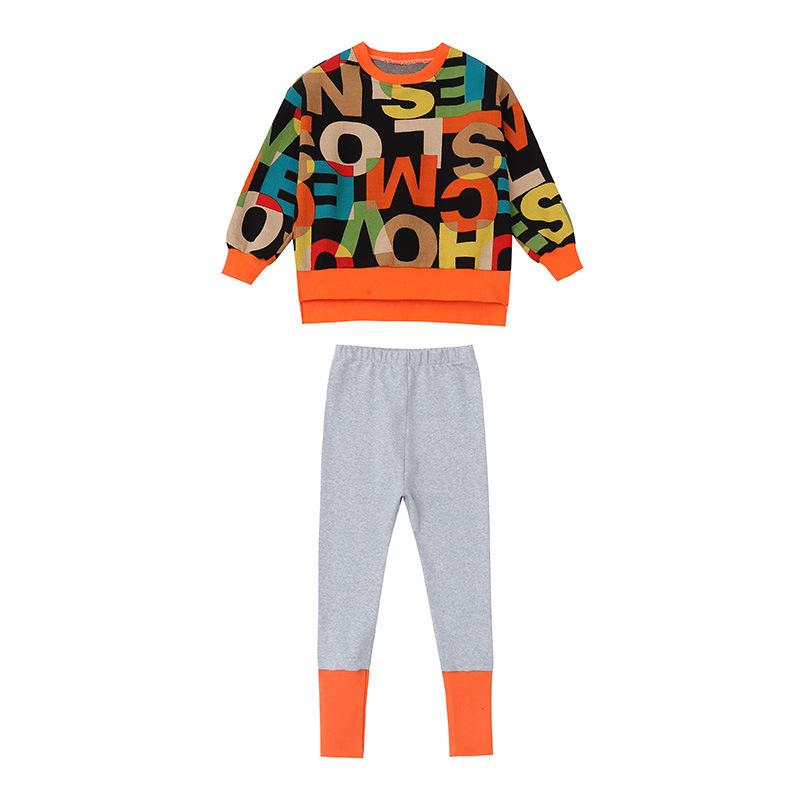 Girls spring and autumn suits Kids Casual Big Clothes Girls Fashion Children's Letter Sweater+ Leggings Two-Piece Set