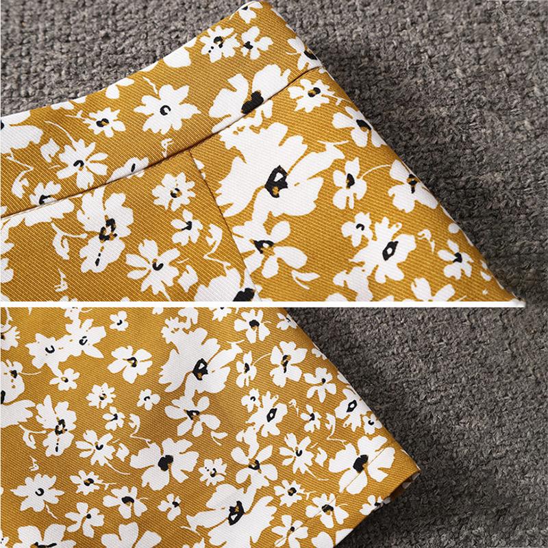 Floral Hip Skirt Women Sexy Tight A-line Printed Short Skirt Knee-length Zipper Elastic Waist Club Casual Home Office