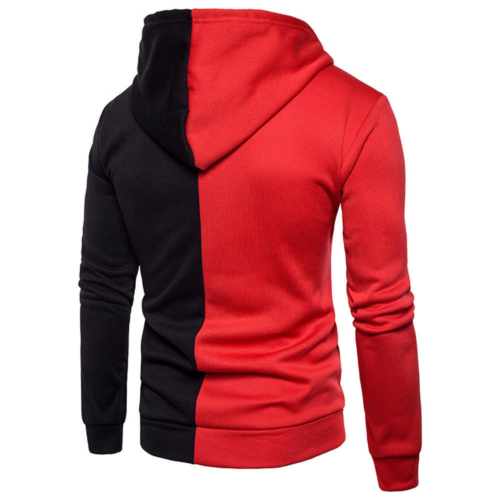 Long-sleeved Hoodie Men's Color Block Stitching Zipper Coat Jacket Sports Sweatshirt