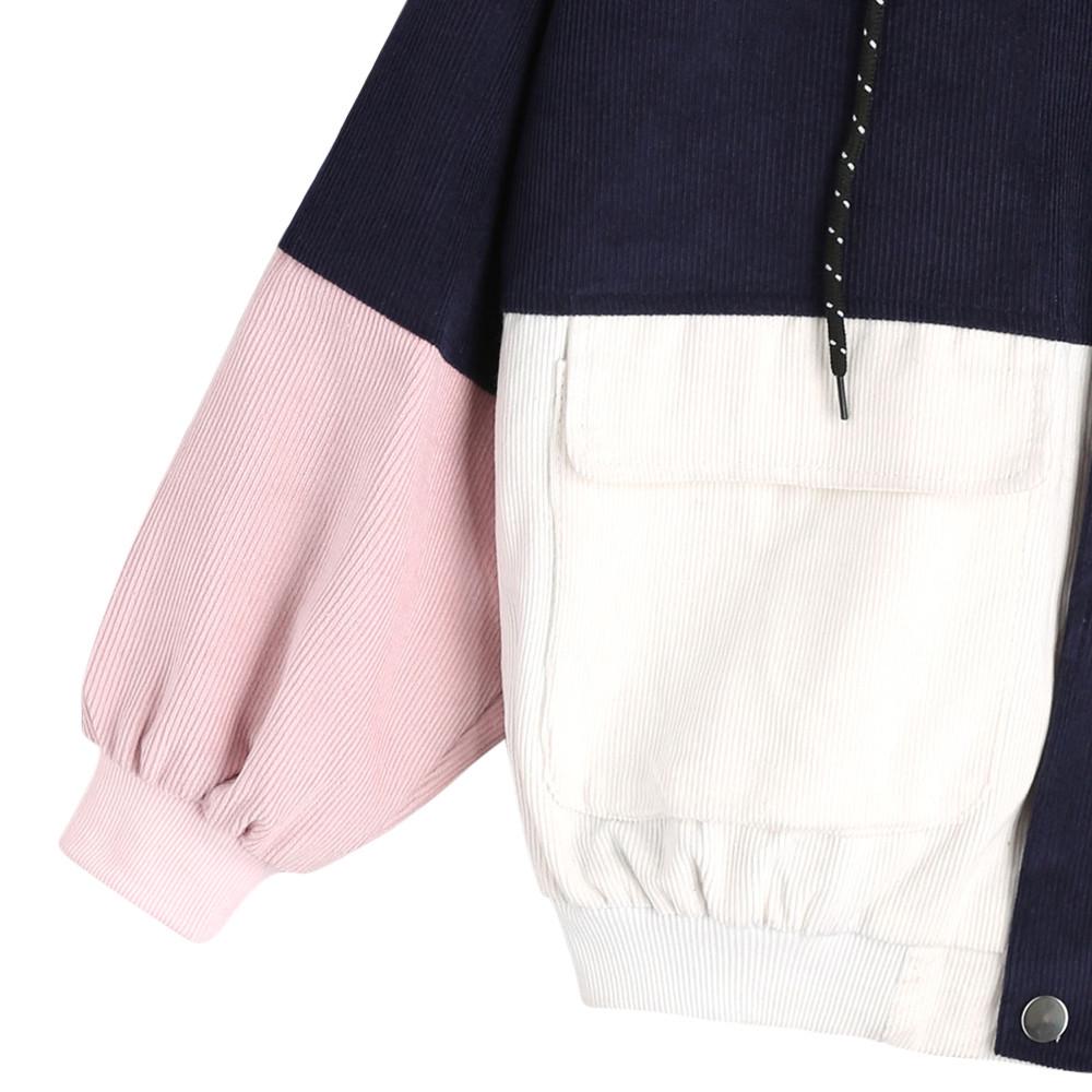 Women Coat Women Long Sleeve Corduroy Patchwork Oversize Jacket Windbreaker Coat Overcoat