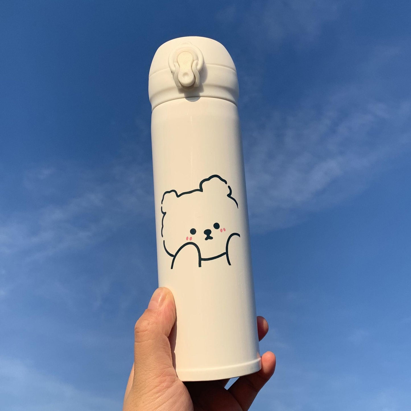 Cure Bear Water Cup Girls High-value Korean Version of The Simple Vacuum Flask Large-capacity Water Bottle Drop-proof Portable Children's Cup