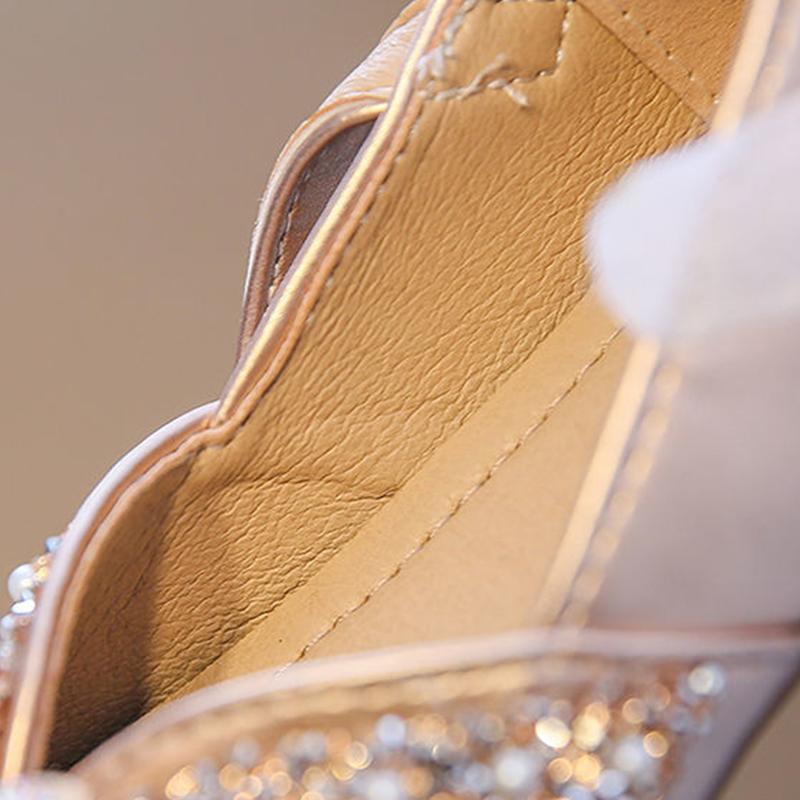 Children Leather Shoes Rhinestone Bow Princess Girls Party Dance Shoes Baby Student Flats Kids Performance Shoes