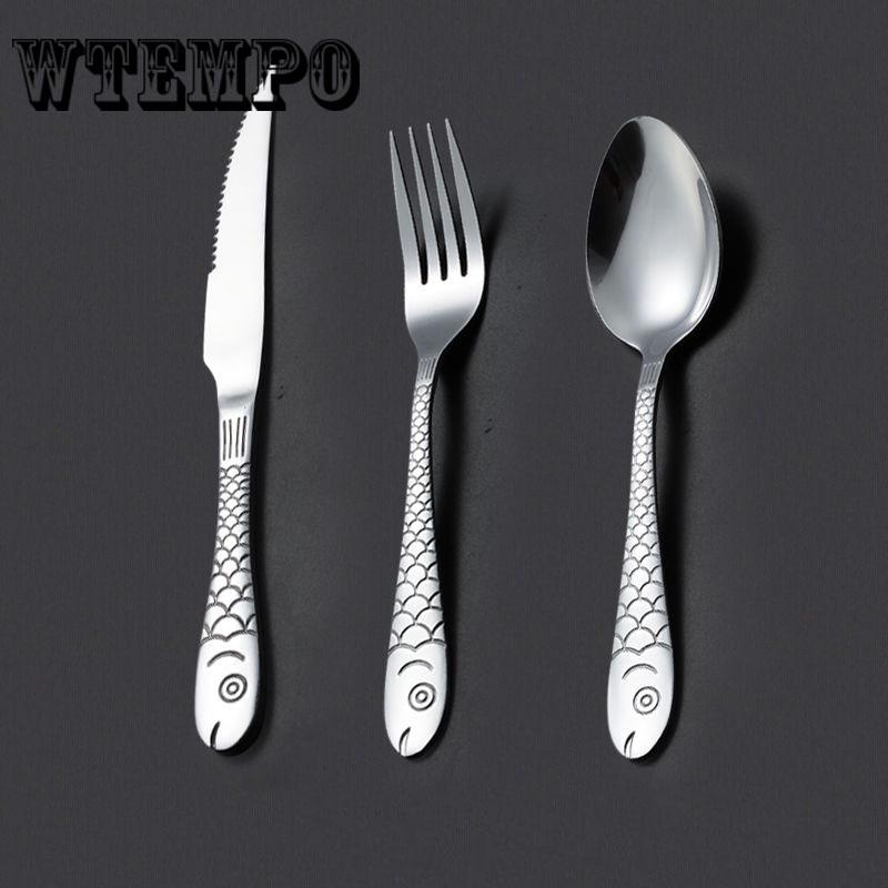 Knife 3pcs/set Stainless Steel Upscale Dinnerware Silver Cutlery Fork Spoon Teaspoon