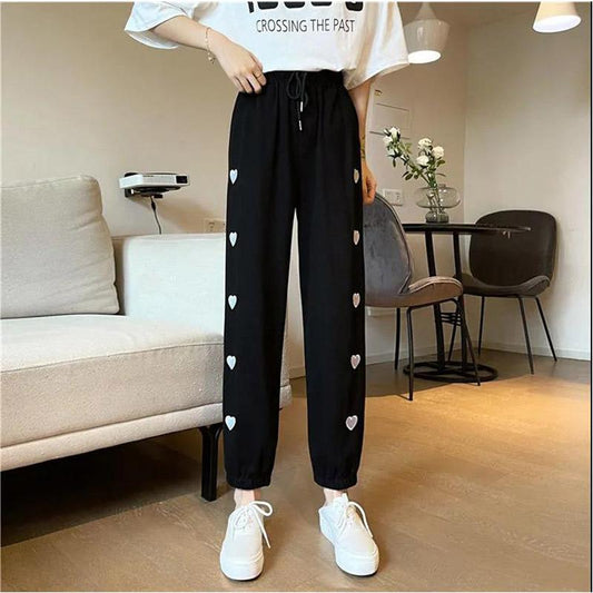 Ladies Spring and Summer Sports Pants High Waist Loose Fashion Trend Straight and Thin Students All-match Pants