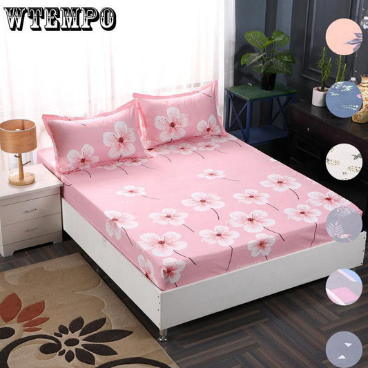 3pcs/set Skin-friendly One-piece Bed Sheet Simmons Protective Cover Non-slip Bed Sheet Fadeless Bed Cover