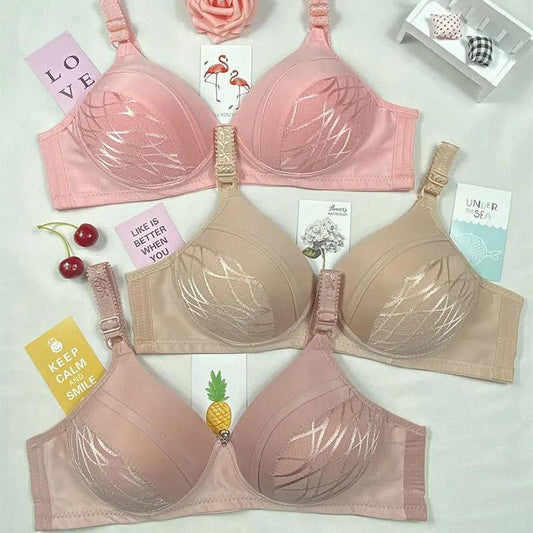 Elegant and Simple Pattern Large Size Rimless Sexy Adjustable Gathered Anti Sagging Skin Friendly Breathable Women's Underwear Bra