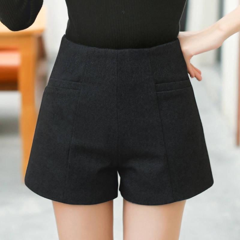 Fashion Women's High Waist Woolen Shorts Loose Casual Women Thick Wide Leg Shorts Warm Style