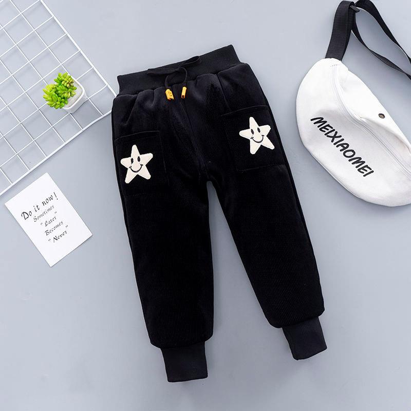 Boys' Cotton Pants Thickened Middle and Small Children's Winter Baby Loose Foot Binding Three-layer Cotton Sandwiched Warm Pants Korean Style