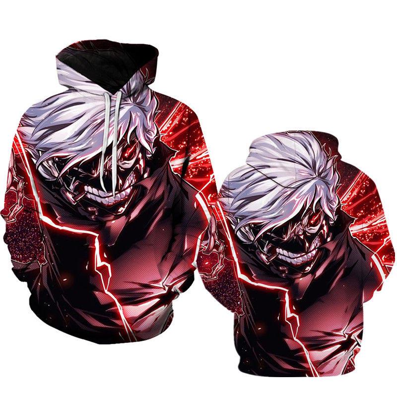 Hoodies Unisex Men's 3D Tokyo Ghoul Printing Creative Round Neck Polyester Casual Long Shirts