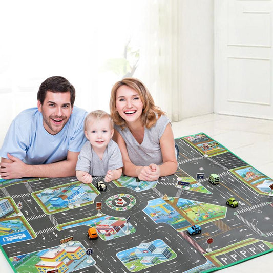 Highway Road Parking Map Play House Game Baby Crawling Mat Children's Urban Traffic Scene Map Floor Mat