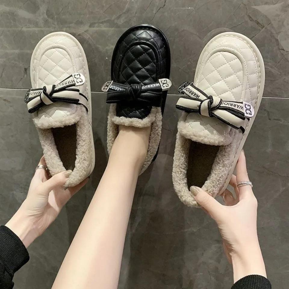 Cotton Shoes Women's Winter Wear Plus Velvet Korean Warm Snow Boots All-match Flat Bottom and Cotton Shoes