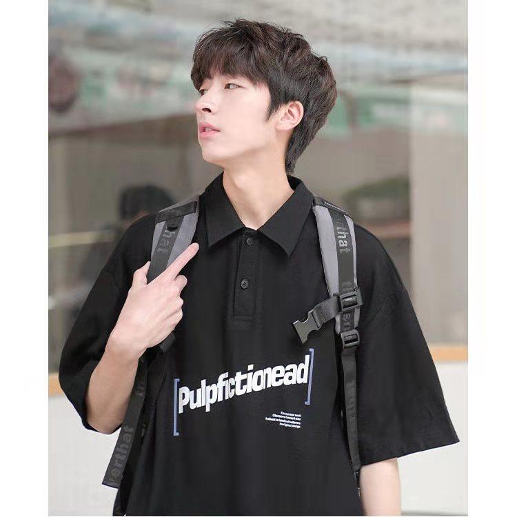 Summer Men's Shirt Short-sleeved Men's Lapel Trend Couple Small Fresh Loose Handsome Student Half-sleeved T-shirt