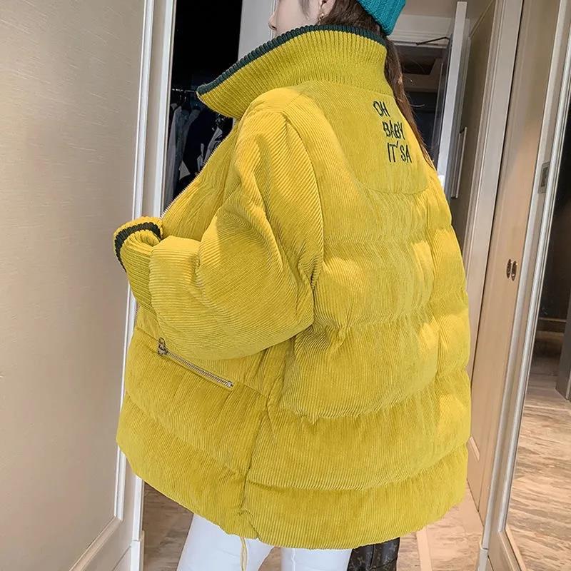 Winter Down Jacket Korean Version of Loose Corduroy Cotton Jacket Thick Warm Women's Short Down Jacket