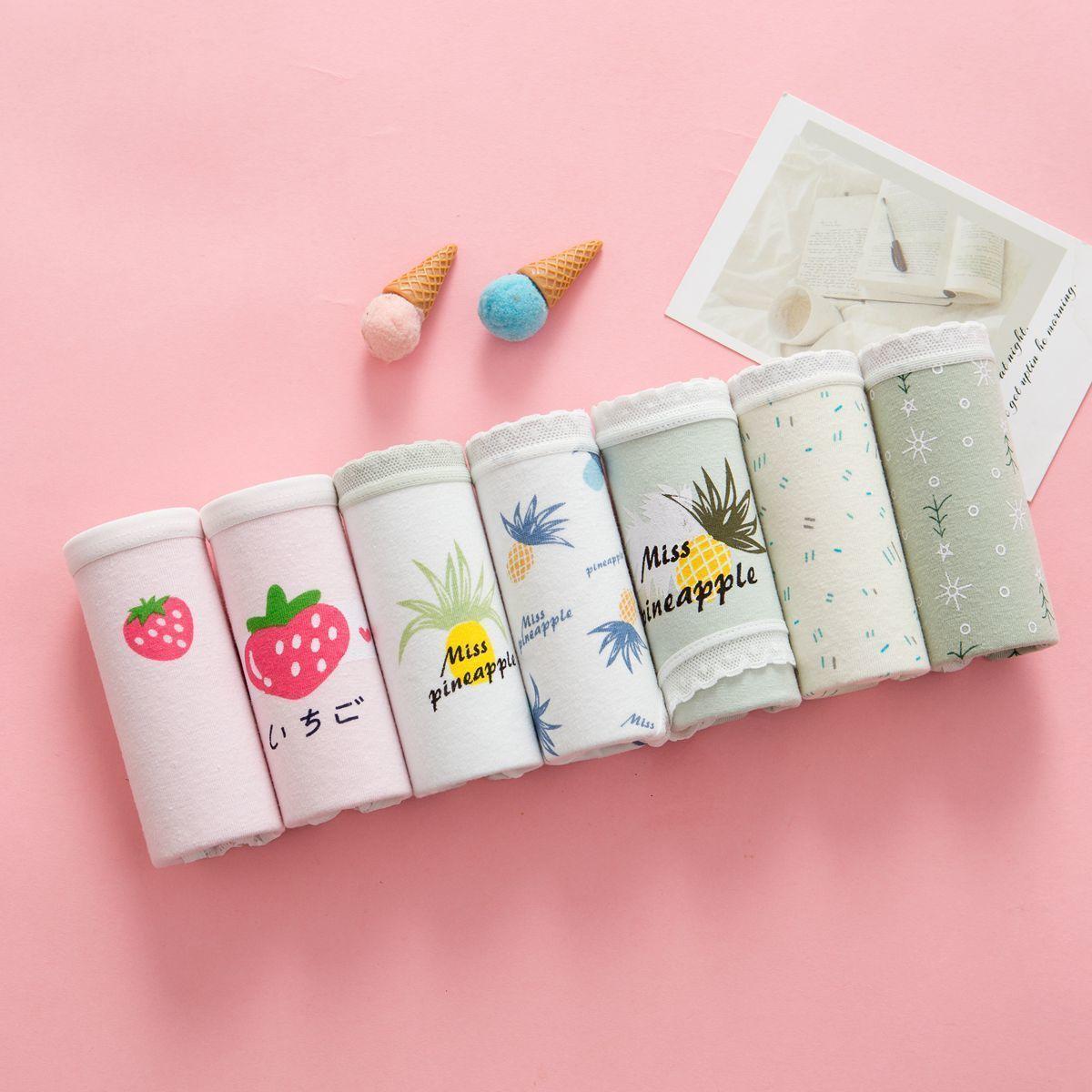 7 Pieces of 95% Cotton Women's Underwear Women's Plus Size Underwear Student Low-rise Pants Girls' Underwear