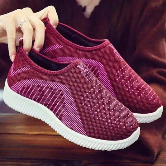 Women Winter Velvet Cotton Shoes Non-slip Wear-resistant Sports Shoes Soft-soled Slip-on Cotton Boots