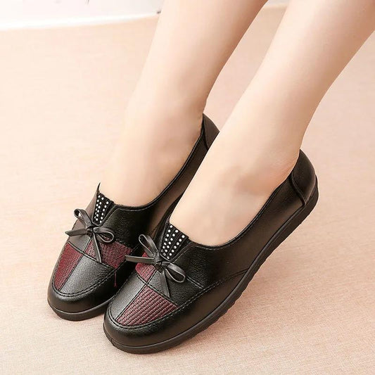 Simple Leather Shoes Spring and Autumn Single Shoes Comfortable Non-slip Soft Bottom Soft Leather Casual Shoes Work Shoes
