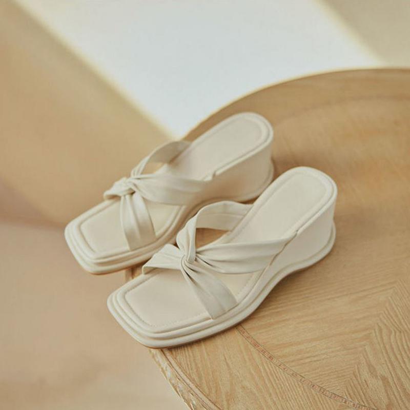 High-heeled Slippers Women's Summer Korean Version of All-match Comfortable Wedge Sandals Flip-flops Increased Sandals