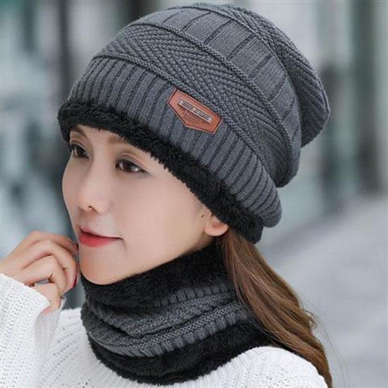 2Pcs Hat + Scarf Set Fashion Girls Lovely Gifts Unisex Warm Knitted Hat + Muffler Snowflake