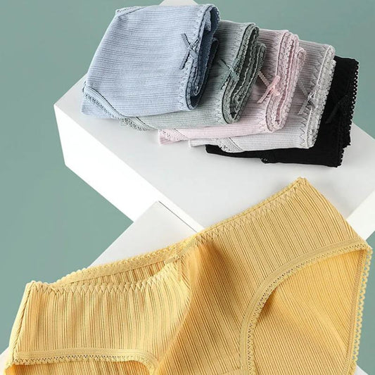 4-packs Japanese Style Girl Pure Cotton Modal Panties Simple Middle and Low Waist Students' Seamless Antibacterial Underpants Women's Solid Panties