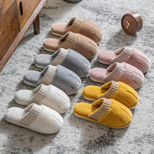 Autumn and Winter Fashion Cotton Slippers Indoor Non-slip Soft-soled Shoes Warm Simple Plush Cotton Shoes