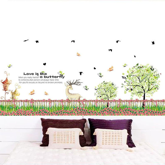 Fence flower garden butterfly wall sticker bedroom living room TV sofa background decoration