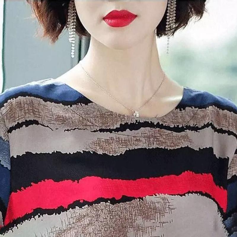 Bohemian Women's Floral Print Short Sleeve Dress Casual Loose Party Tunic Mid-length Dress Round Neck Short Sleeve Loose Casual Dress