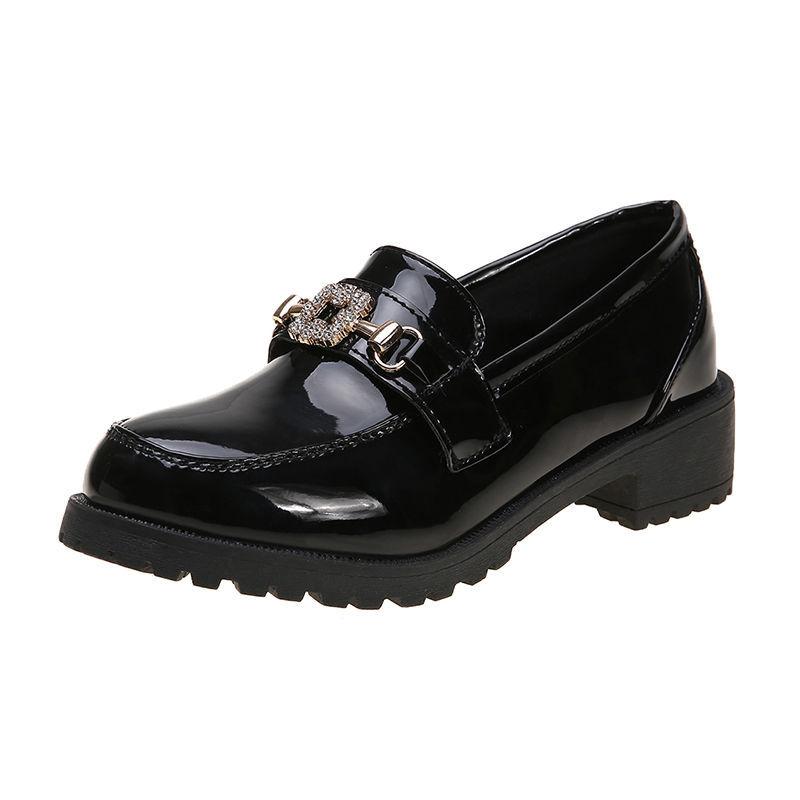 British Style Shiny Small Leather Shoes Women's Shoes Single Shoes All-match Work Shoes Casual Lazy Shoes Women Cute and Light