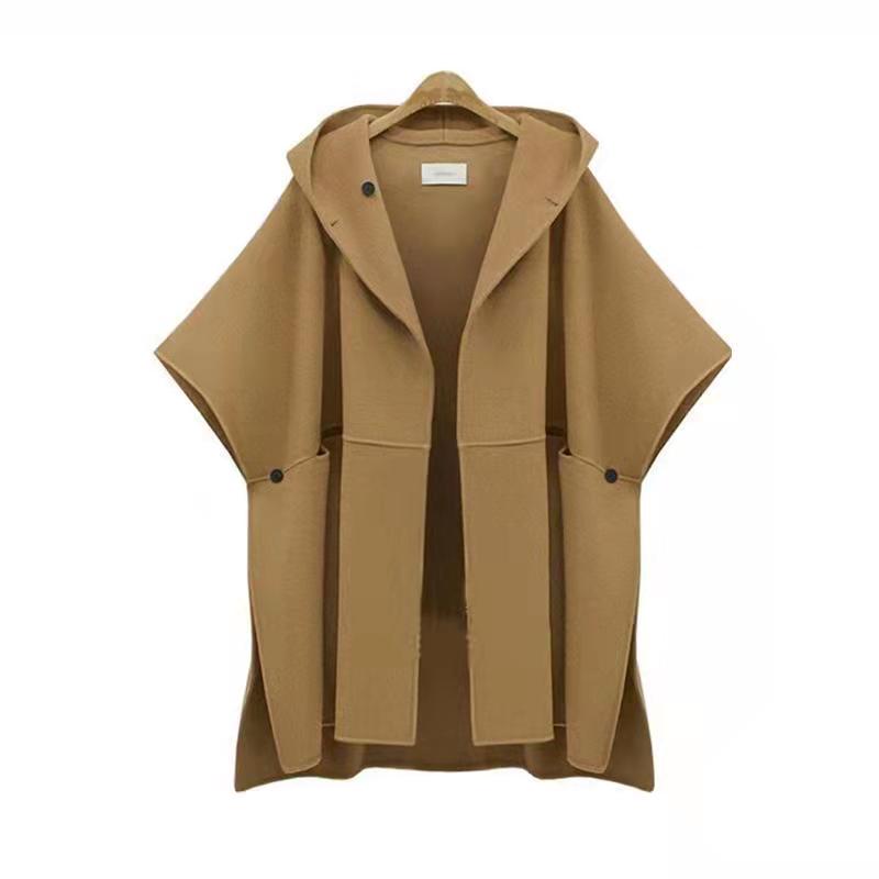 Autumn and Winter Women Bat Sleeve Woolen Cape Coat Large Size Female Casual Loose Warm Coat