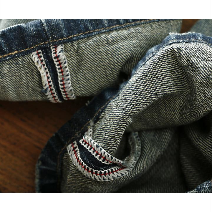 Washed Retro Jeans Men's Slim and Worn Straight Trousers Overalls