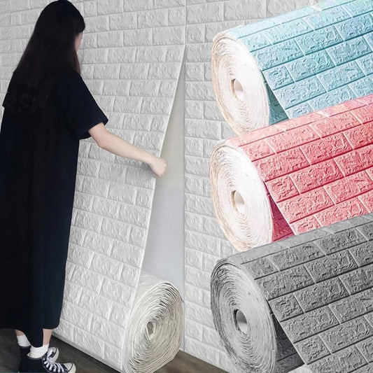 3D Self-Adhesive Wallpaper 70cm*77cm Continuous Waterproof Brick Wall Stickers Living Room Bedroom Children's Room Home Decoration