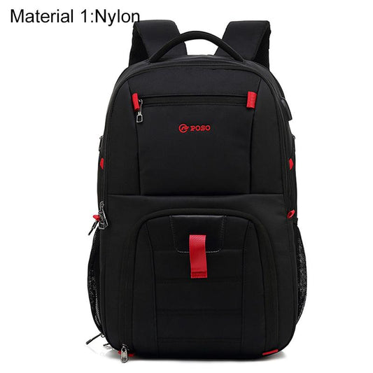 Men's Backpack Waterproof/Large Capacity /USB Charging Laptop Backpack 17 Inch School Bag for Boy Nylon/Canvas Black/Gray PS-501