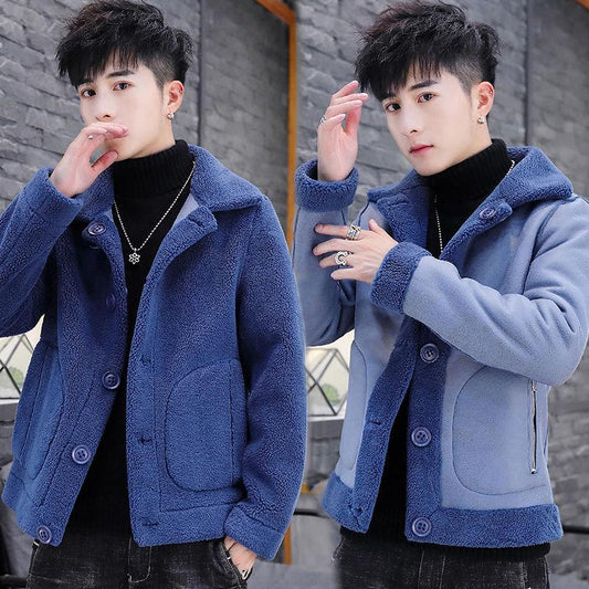Large Size Fashion Double-sided Jacket Winter Thickening Plus Velvet Young and Middle-aged Lamb Wool Coat