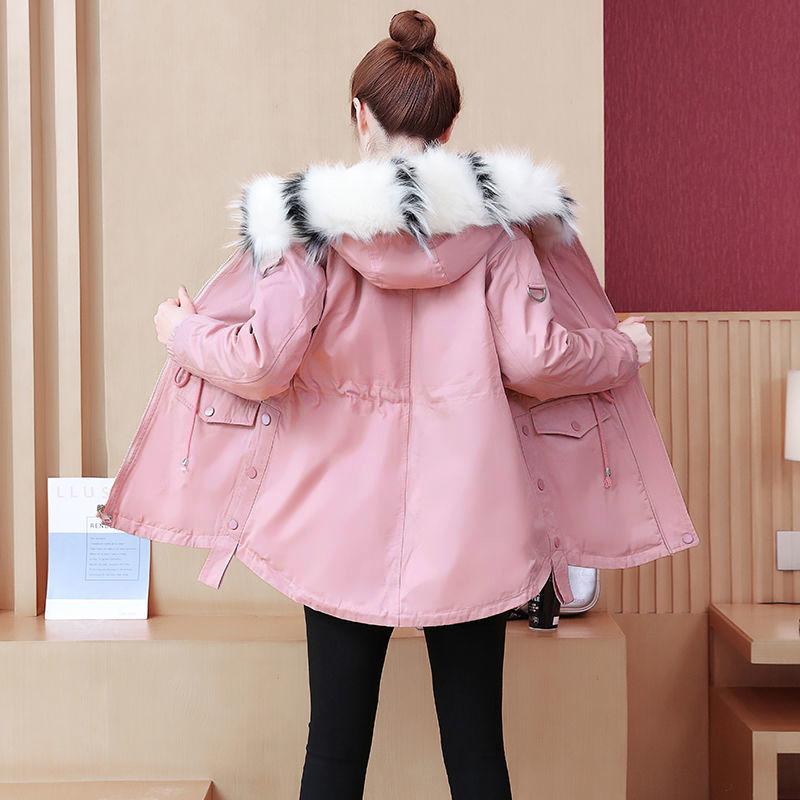 Plush Thick Cotton-padded Jacket Women's Winter Mid-length Big Fur Collar Pie Overcomes The New Korean Loose Cotton Jacket