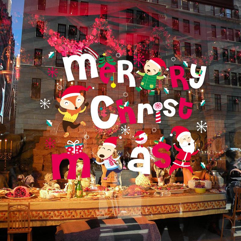 Christmas Santa Claus window glass shop decoration wall stickers