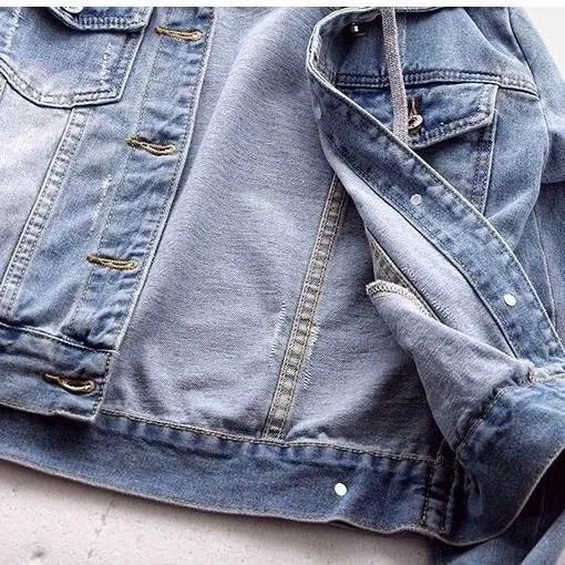 Denim Jacket Women's Autumn and Winter Hooded Casual Jacket Student Short Top