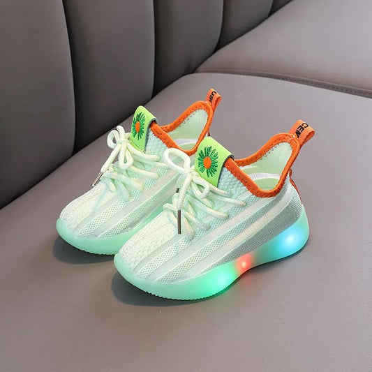 Kids Led Shoes Lycra Mesh Breathable Children's Shoes with Light Boys and Girls Lights Sneakers