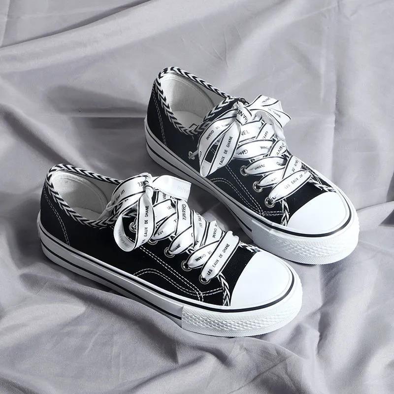 Canvas Shoes Women Korean Casual Shoes Spring and Summer Students Flat White Shoes Sneakers