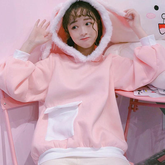 Hood Top Autumn Winter Sweatshirt Cotton Women's Sweatshirt Wild Large Size Long Sleeve Warm