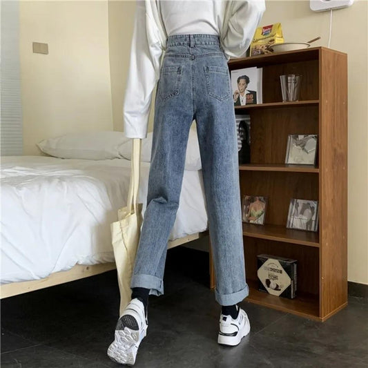 Jeans Butterfly Embroidered Straight Pants Loose 2022 Wide Leg Pants High Waist Thin Versatile Trendy Ins