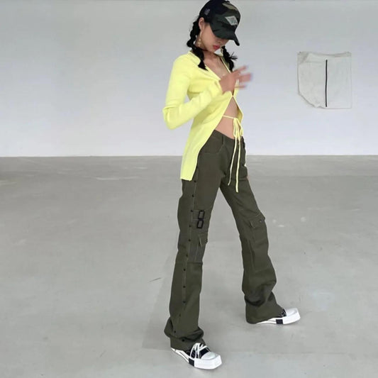 High Waist Fitness Jeans Female Direct Design Portrait Wide Legs Long Pants Tide Hip Hop Wind