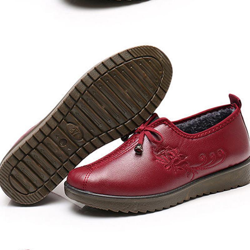 Cotton Boots Women Winter Plus Velvet Leather Shoes Non-slip Waterproof PU Cotton Shoes Winter Shoes