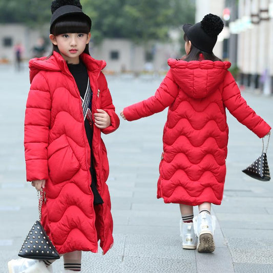 Winter Girls' Cotton-padded Clothes Thick Velvet Pike Clothing Fashion Long Kids Winter Parkas
