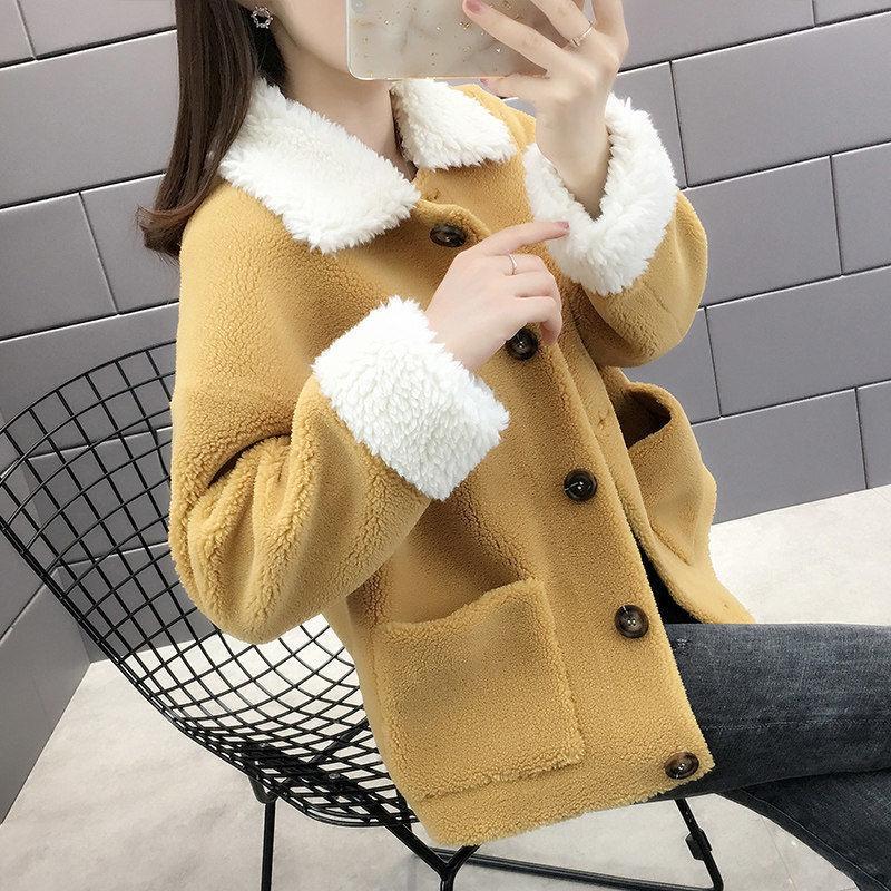 Fashion Casual Thick Wool Lamb Coat Winter Korean Loose Student Short Grain Fleece Coat Women